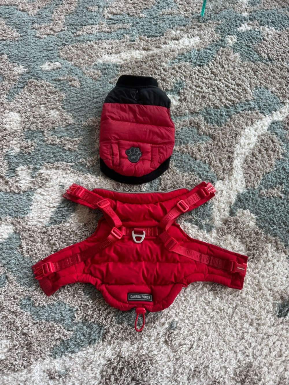 Canada Pooch Red Quilted Dog Harness & Vest Set